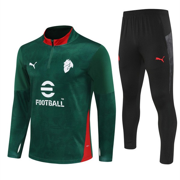 AC Milan Treningsdress Barn 2025-26 - 1-4 Zip Grønn AC Milan Treningsdress Barn 2025-26 - 1-4 Zip Grønn