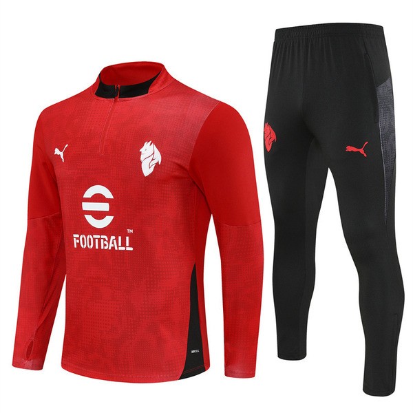AC Milan Treningsdress Barn 2025-26 - 1-4 Zip Rød AC Milan Treningsdress Barn 2025-26 - 1-4 Zip Rød