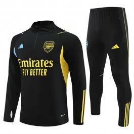 Arsenal Treningsdresser 2023-24 - 1-4 Zip Svart Gul