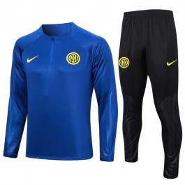 Barn Inter Milan Treningsdresser 2023-24 - 1-4 Zip Blå