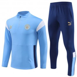 Barn Manchester City Treningsdresser 2023-24 - 1-4 Zip Blå