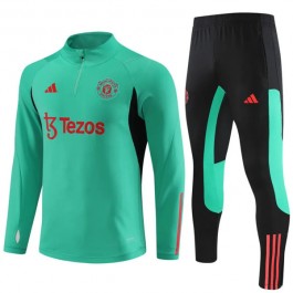 Barn Manchester United Treningsdresser 2023-24 - 1-4 Zip Grønn