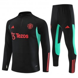 Barn Manchester United Treningsdresser 2023-24 - 1-4 Zip Svart