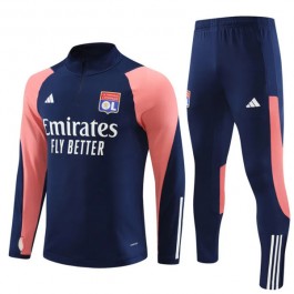 Barn Olympique Lyonnais Treningsdresser 2023-24 - 1-4 Zip Navy Rosa
