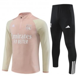 Barn Olympique Lyonnais Treningsdresser 2023-24 - 1-4 Zip Rosa Svart