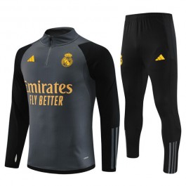 Barn Real Madrid Treningsdresser 2023-24 - 1-4 Zip Grå