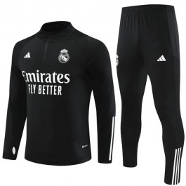 Barn Real Madrid Treningsdresser 2023-24 - 1-4 Zip Svart