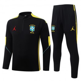 Brasil Tracksuit Barn 2026-27 - 1-4 Zip Svart