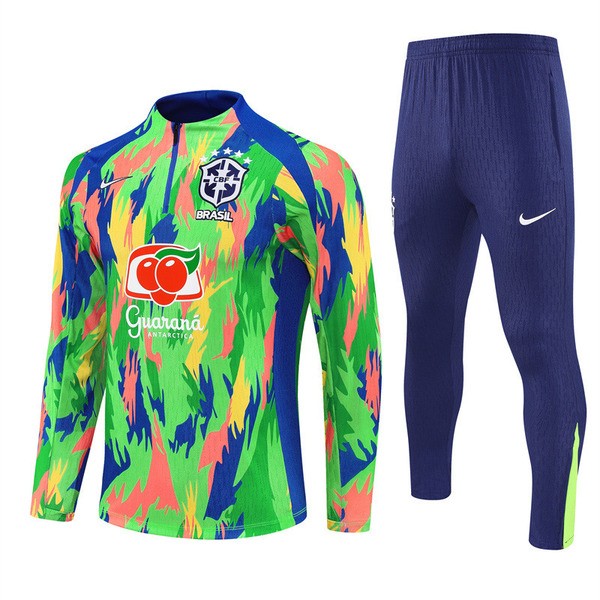 Brasil Treningsdress Barn 2025-26 - 1-4 Zip Grønn Brasil Treningsdress Barn 2025-26 - 1-4 Zip Grønn