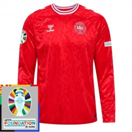EM 2024 Danmark Hjemmedrakt L/S Fotballdrakter Patch