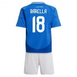 EM 2024 Italia Barella 18 Hjemmedrakt Barn Fotballdrakter