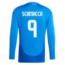 EM 2024 Italia Scamacca 9 Hjemmedrakt L/S Fotballdrakter