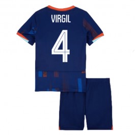EM 2024 Nederland Virgil 4 Bortedrakt Barn Fotballdrakter