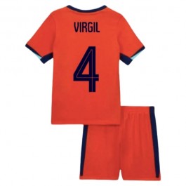 EM 2024 Nederland Virgil 4 Hjemmedrakt Barn Fotballdrakter