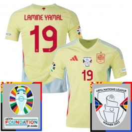 EM 2024 Spania Lamine Yamal 19 Bortedrakt Fotballdrakter Patch
