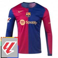 FC Barcelona Hjemmedrakt With La Liga Patch 2024-2025 L/S Fotballdrakter