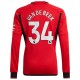 Fotballdrakter Manchester United Van De Beek 34 Hjemmedrakt 2023-2024 - L/S