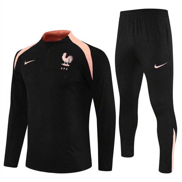 Frankrike Treningsdress Barn 2025-26 - 1-4 Zip Svart Frankrike Treningsdress Barn 2025-26 - 1-4 Zip Svart