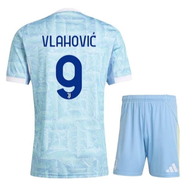 Juventus Vlahović 9 Bortedraktsett Barn 2025-2026 Fotballdrakter Juventus Vlahović 9 Bortedraktsett Barn 2025-2026 Fotballdrakter