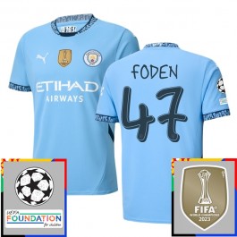 Manchester City Foden 47 Hjemmedrakt Champions League With Patch 2024-2025 Fotballdrakter