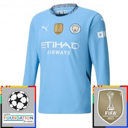 Manchester City Hjemmedrakt Champions League With Patch 2024-2025 L/S Fotballdrakter