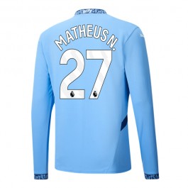 Manchester City Matheus N. 27 Hjemmedrakt 2024-2025 L/S Fotballdrakter