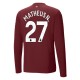 Manchester City Matheus N. 27 Tredjedrakt 2024-2025 L/S Fotballdrakter
