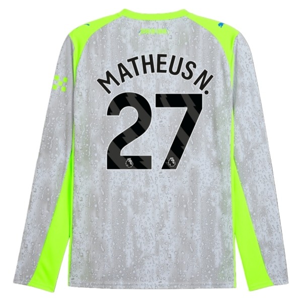 Manchester City Matheus N. 27 Tredjedraktsett 2025-2026 Langermet Fotballdrakter Manchester City Matheus N. 27 Tredjedraktsett 2025-2026 Langermet Fotballdrakter