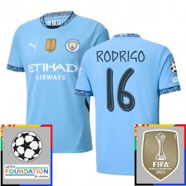 Manchester City Rodrigo 16 Hjemmedrakt Champions League With Patch 2024-2025 Fotballdrakter