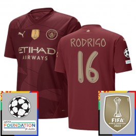 Manchester City Rodrigo 16 Tredjedrakt Champions League With Patch 2024-2025 Fotballdrakter