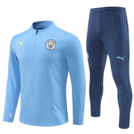 Manchester City Treningsdresser Barn 2024-25 - 1-4 Zip Blå