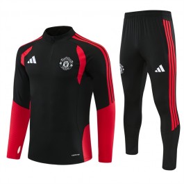Manchester United Tracksuit 2026-27 - 1-4 Zip Svart Rød