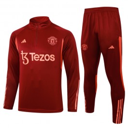 Manchester United Treningsdresser 2023-24 - 1-4 Zip Dark Rød