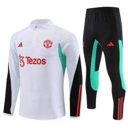 Manchester United Treningsdresser 2023-24 - 1-4 Zip Hvit