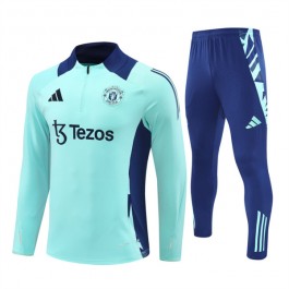 Manchester United Treningsdresser 2024-25 - 1-4 Zip Blå