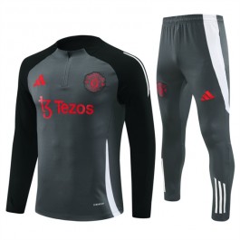 Manchester United Treningsdresser 2024-25 - 1-4 Zip Grå