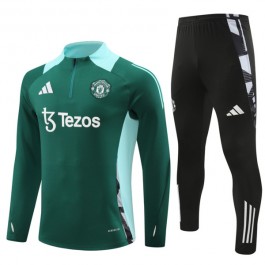Manchester United Treningsdresser 2024-25 - 1-4 Zip Grønn