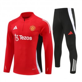 Manchester United Treningsdresser 2024-25 - 1-4 Zip Rød