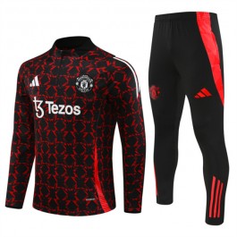 Manchester United Treningsdresser 2024-25 - 1-4 Zip Rød Svart