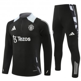 Manchester United Treningsdresser 2024-25 - 1-4 Zip Svart Grå