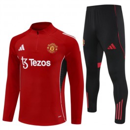Manchester United Treningsdresser 2025-26 - 1-4 Zip Rød