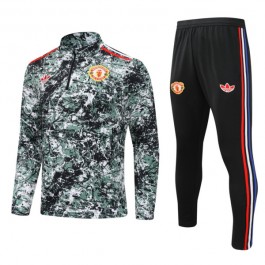 Manchester United Treningsdresser Barn 2024-25 - 1-4 Zip Grønn