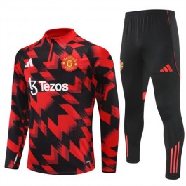Manchester United Treningsdresser Barn 2025-26 - 1-4 Zip Rød Svart