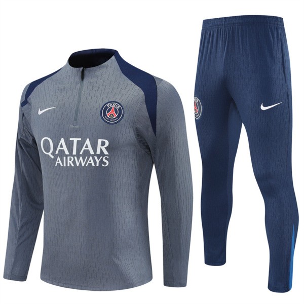 Paris Saint Germain Treningsdress 2025-26 - 1-4 Zip Grå Paris Saint Germain Treningsdress 2025-26 - 1-4 Zip Grå