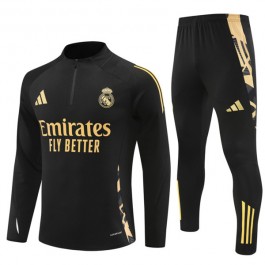 Real Madrid Treningsdresser Barn 2024-25 - 1-4 Zip Svart Gold